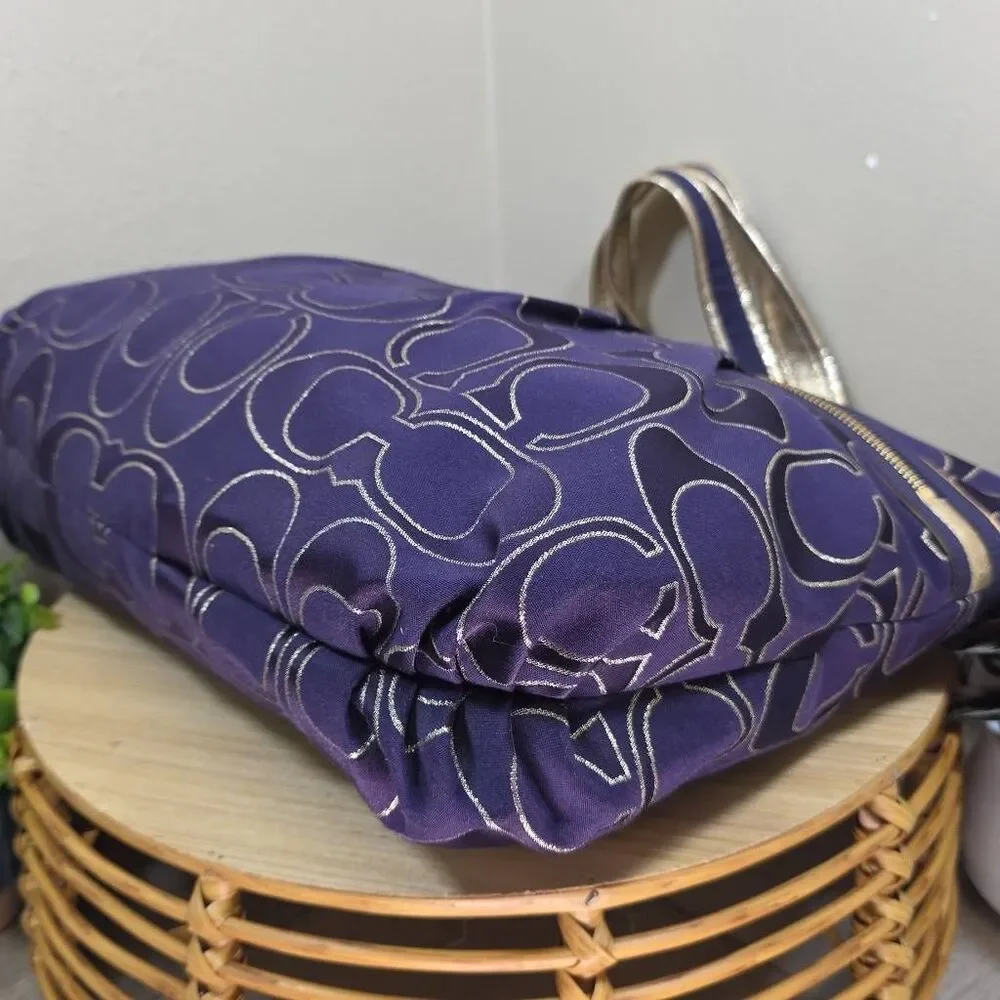 Coach Poppy RARE Signature Sateen with Lurex Glam Tote